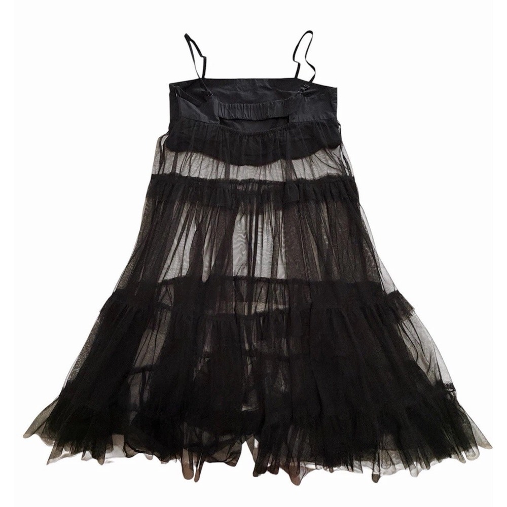 Maeve Anthropologie Black Tiered Mesh Slip Dress Whimsigoth Dark Romantic S - Picture 5 of 9